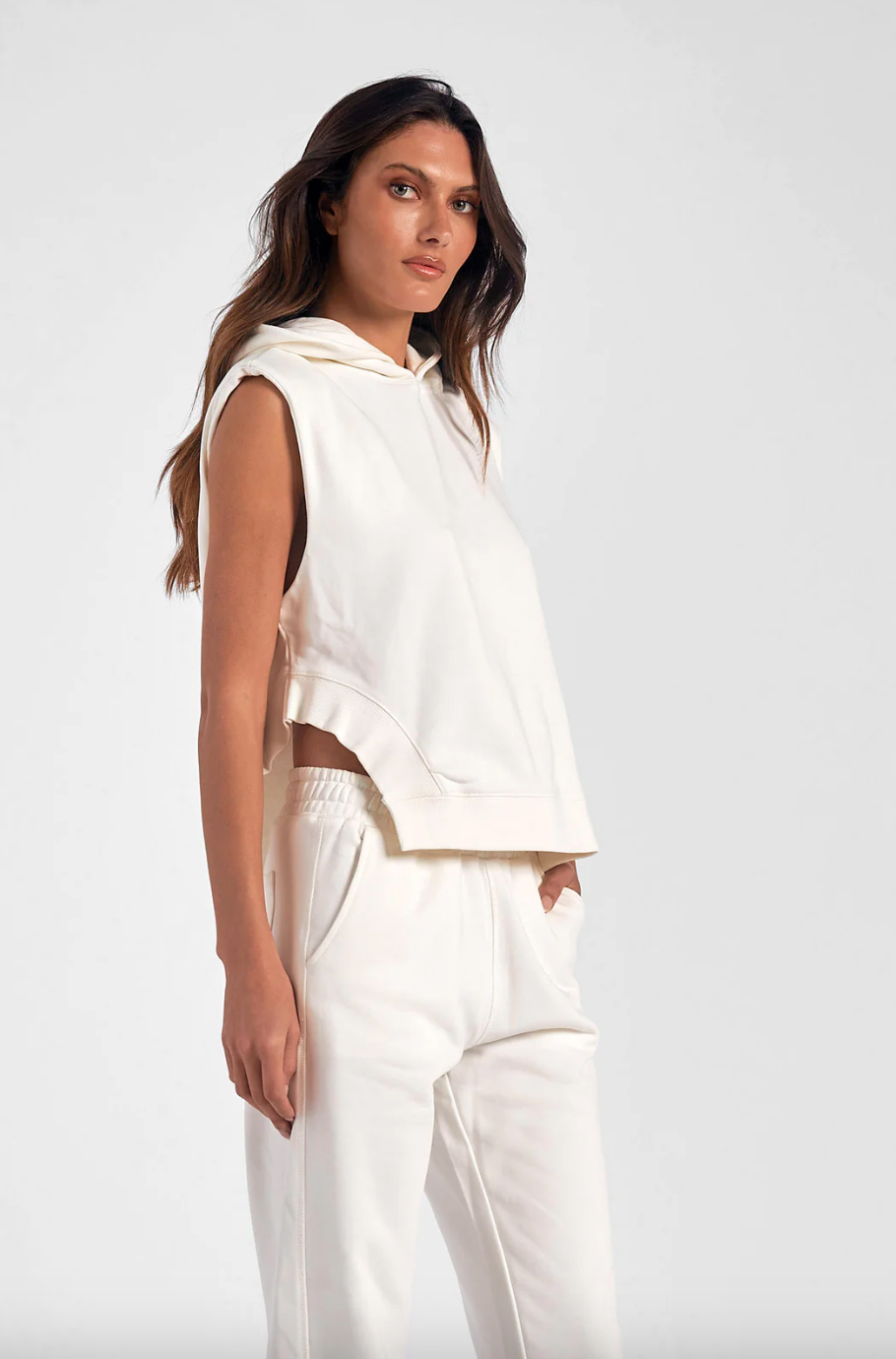 White sleeveless hoodie outlet women's