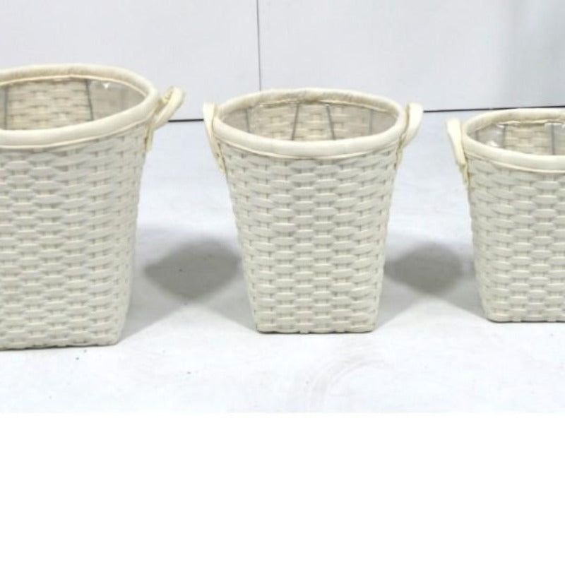 White Weave Basket with Handles 3 Sizes Available