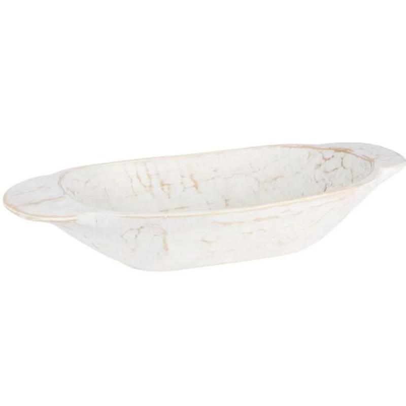 Distressed White Dough Bowl, Small