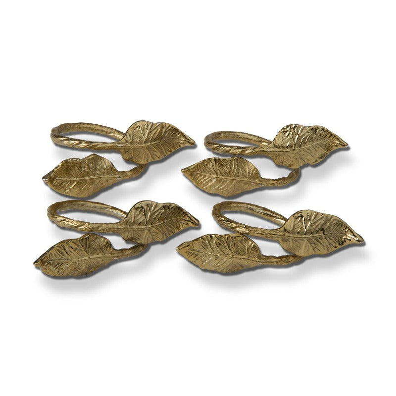 Gold Leaf Napkin Rings (Set of 4)