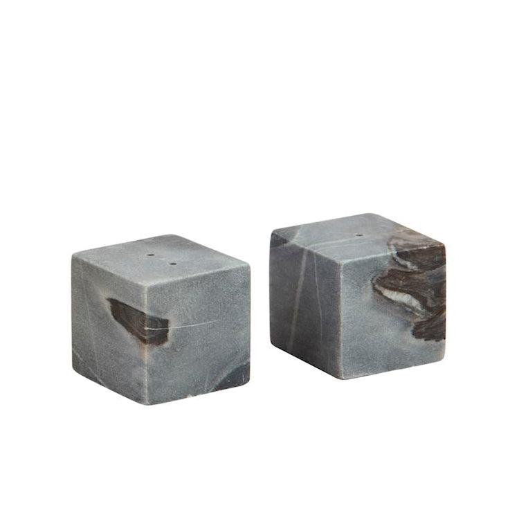 Grey Marble Cube Salt & Pepper Set