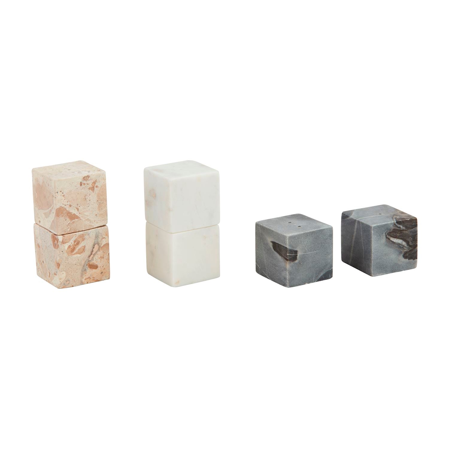 Taupe Marble Cube Salt & Pepper Set