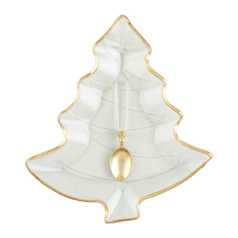 Glass Tree w/ Gold Edge Platter Set (2 pieces)