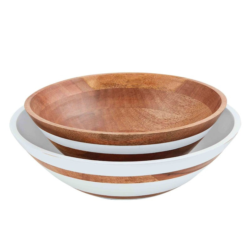 White and Wood Two-Toned Bowl (2 sizes)
