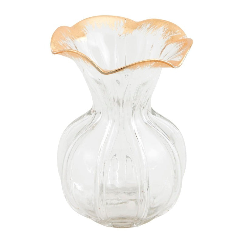 Gold Ruffled Glass Vase (2 Sizes)