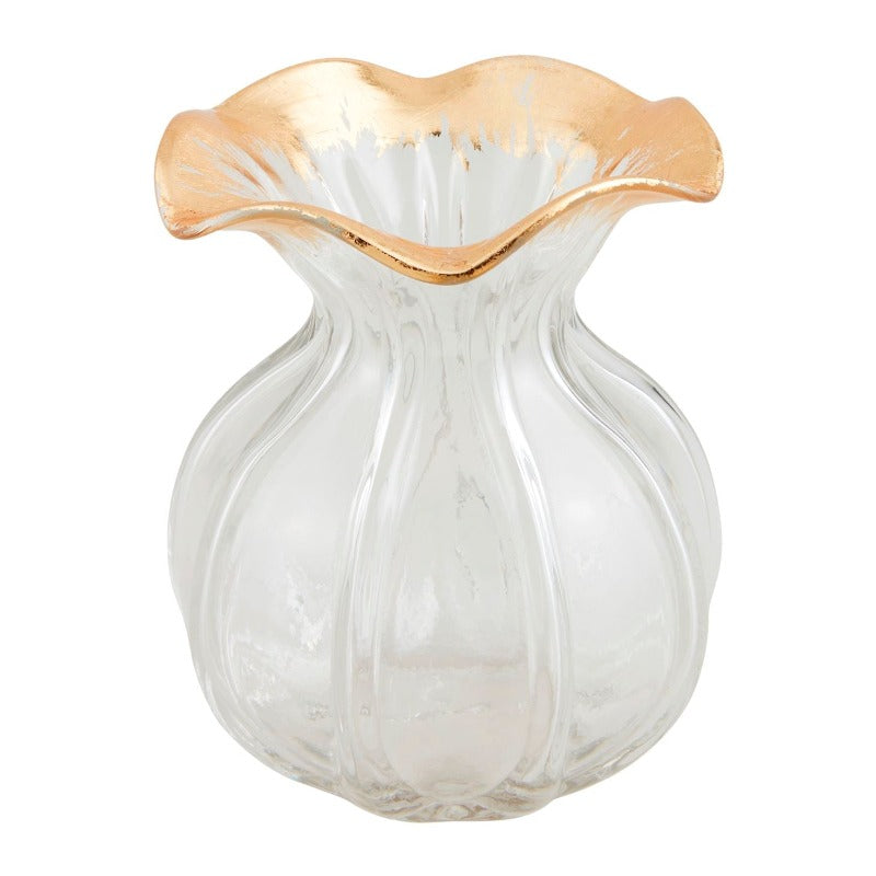 Gold Ruffled Glass Vase (2 Sizes)