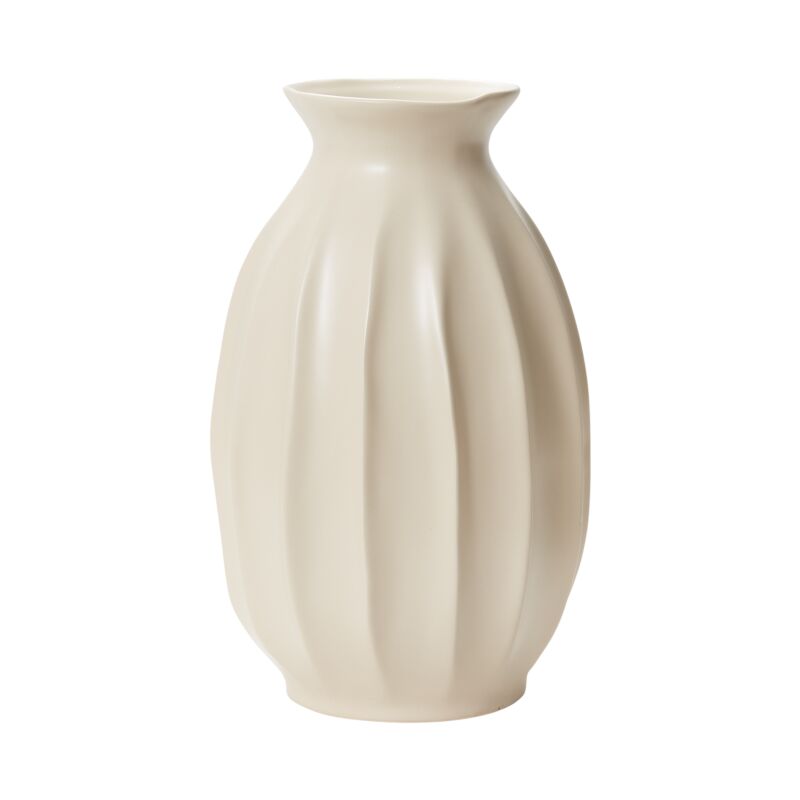 Cream Ceramic Ribbed Vase (2 sizes)