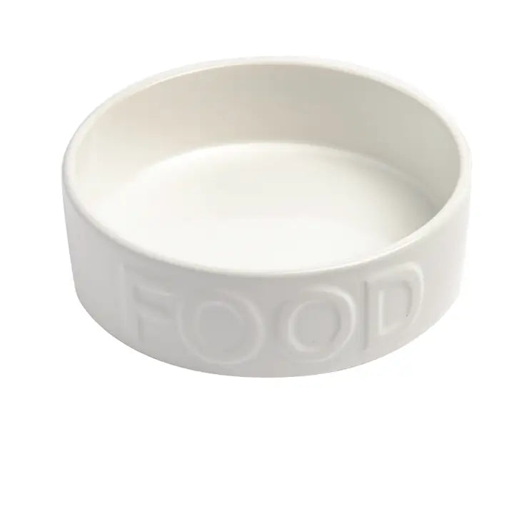 Large White Ceramic Pet Bowl (2 styles)