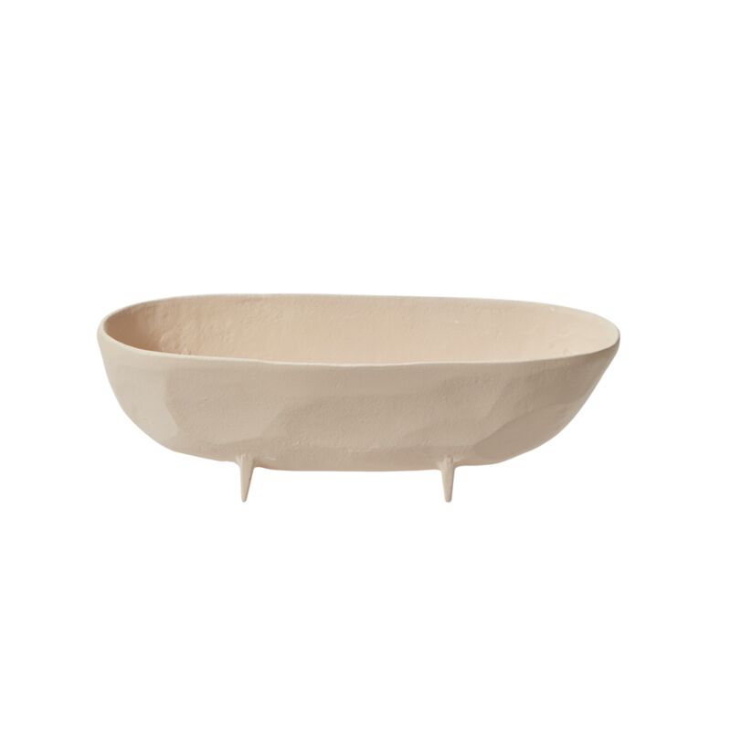 Cream Linear Footed Bowl (2 Sizes)