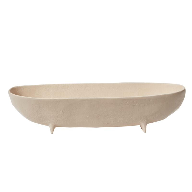 Cream Linear Footed Bowl (2 Sizes)