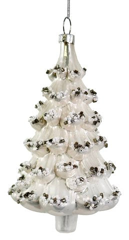 Glass Tree Ornament-Pearl White