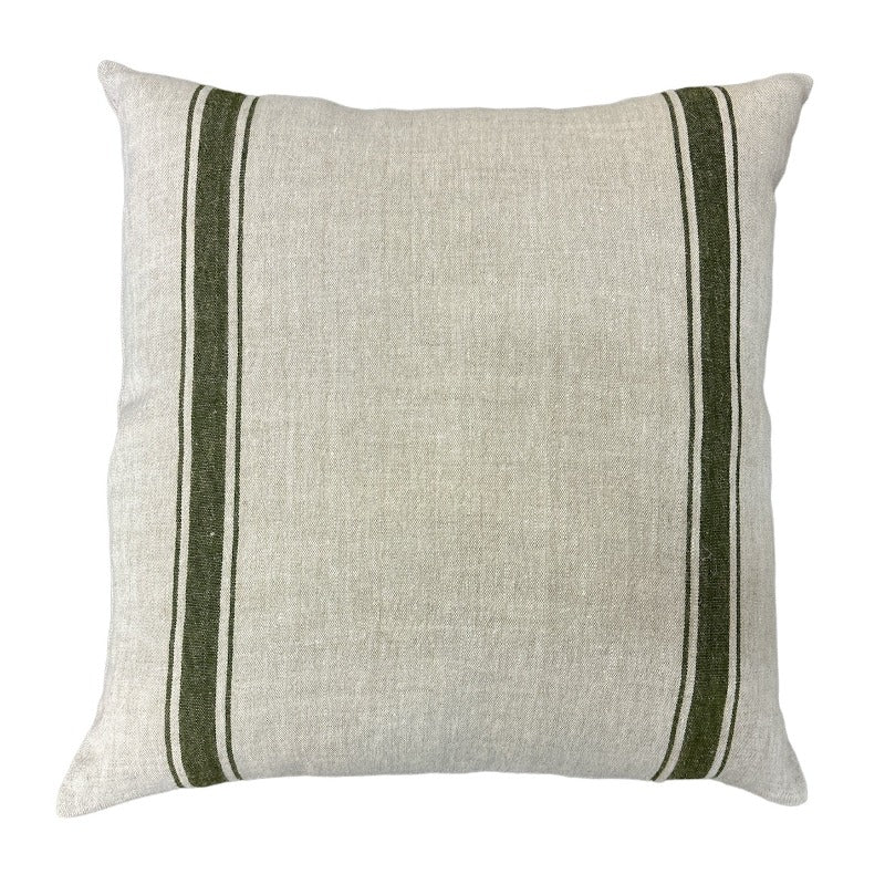 Marseille Olive Linen Pillow 22" x 22"-Final Sale