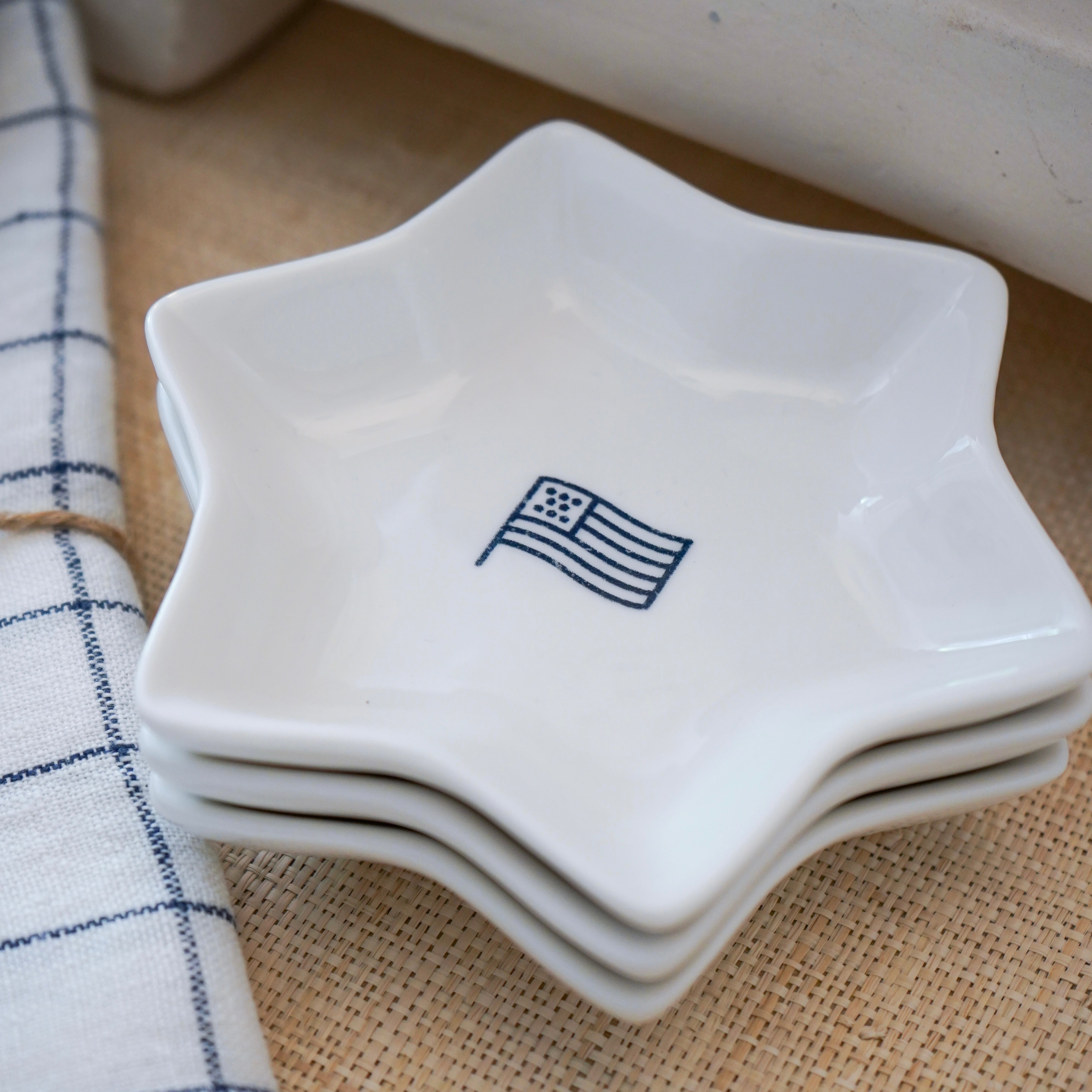 White and Blue Star Dish