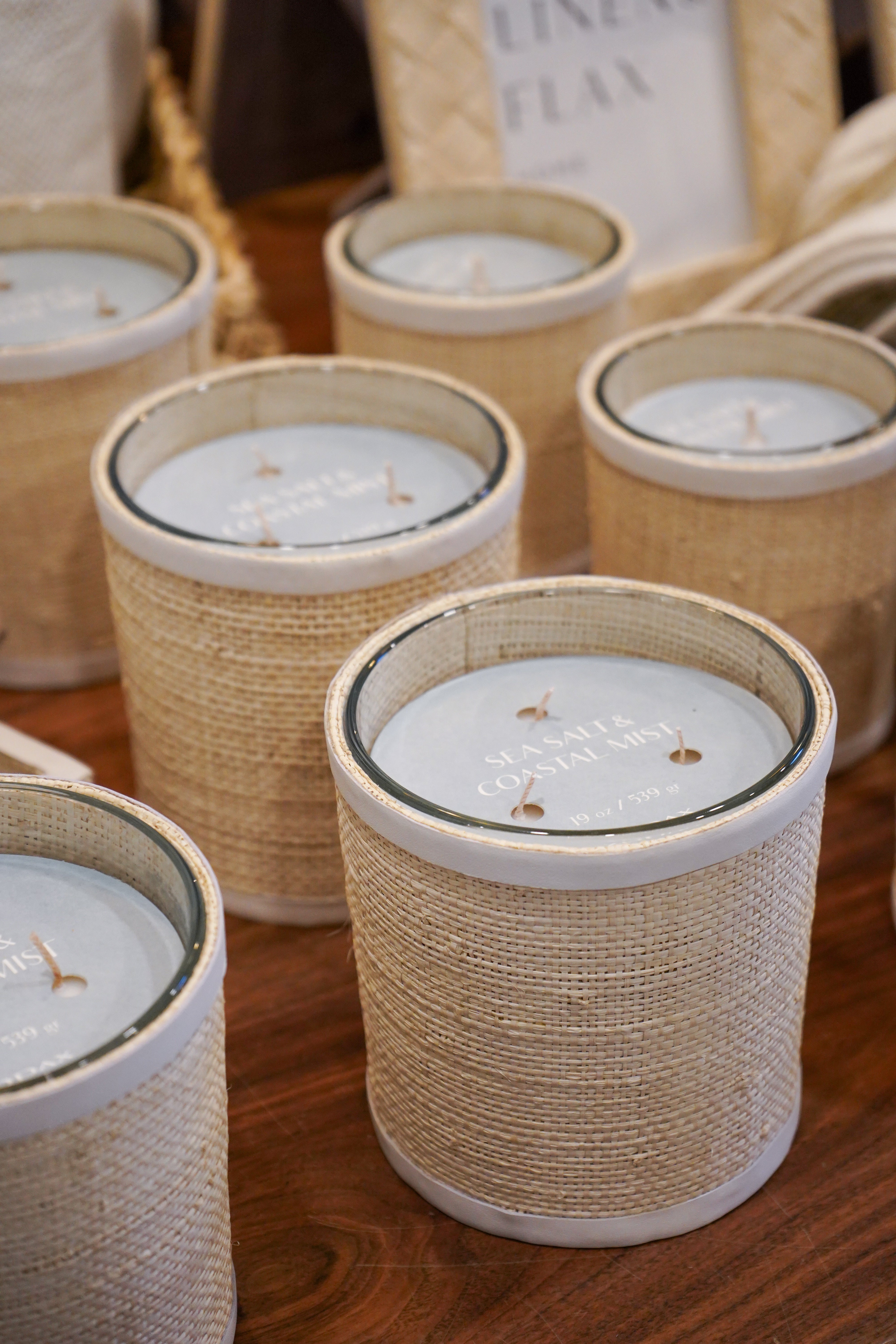 Raffia Wrapped Sea Salt & Coastal Mist Candle (2 Sizes)