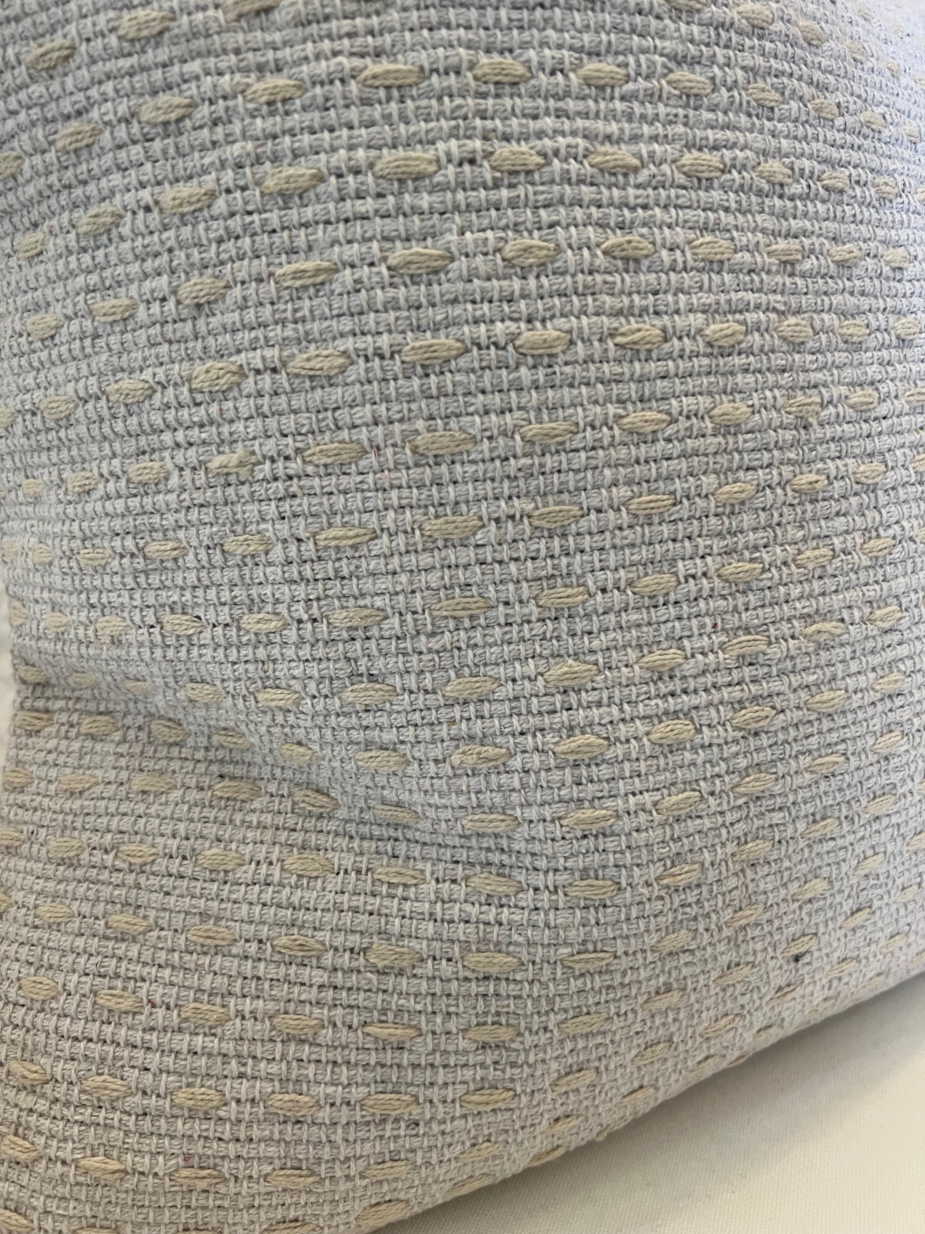 20x20 Light Grey & Natural Dash Woven Pillow w/ Solid Back