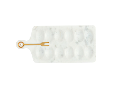 Marble Deviled Egg Board w/ Fork Set