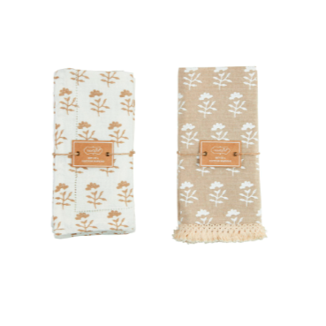 Taupe Block Print Napkin Set (2 Styles)