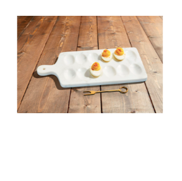 Marble Deviled Egg Board w/ Fork Set