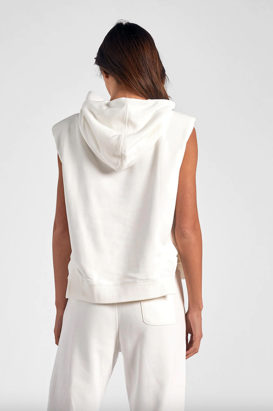 Sleeveless white hoodie hot sale