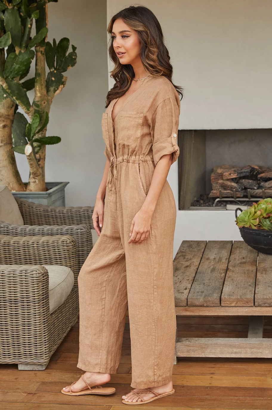 Gianna Jumpsuit-Camel-Final Sale