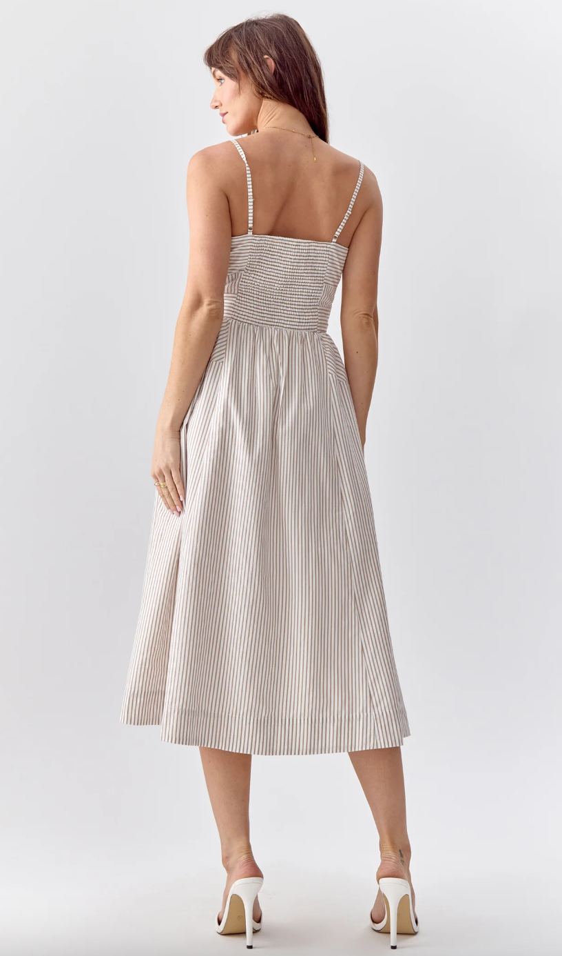 Harper Stripe Dress-Tan-Final Sale