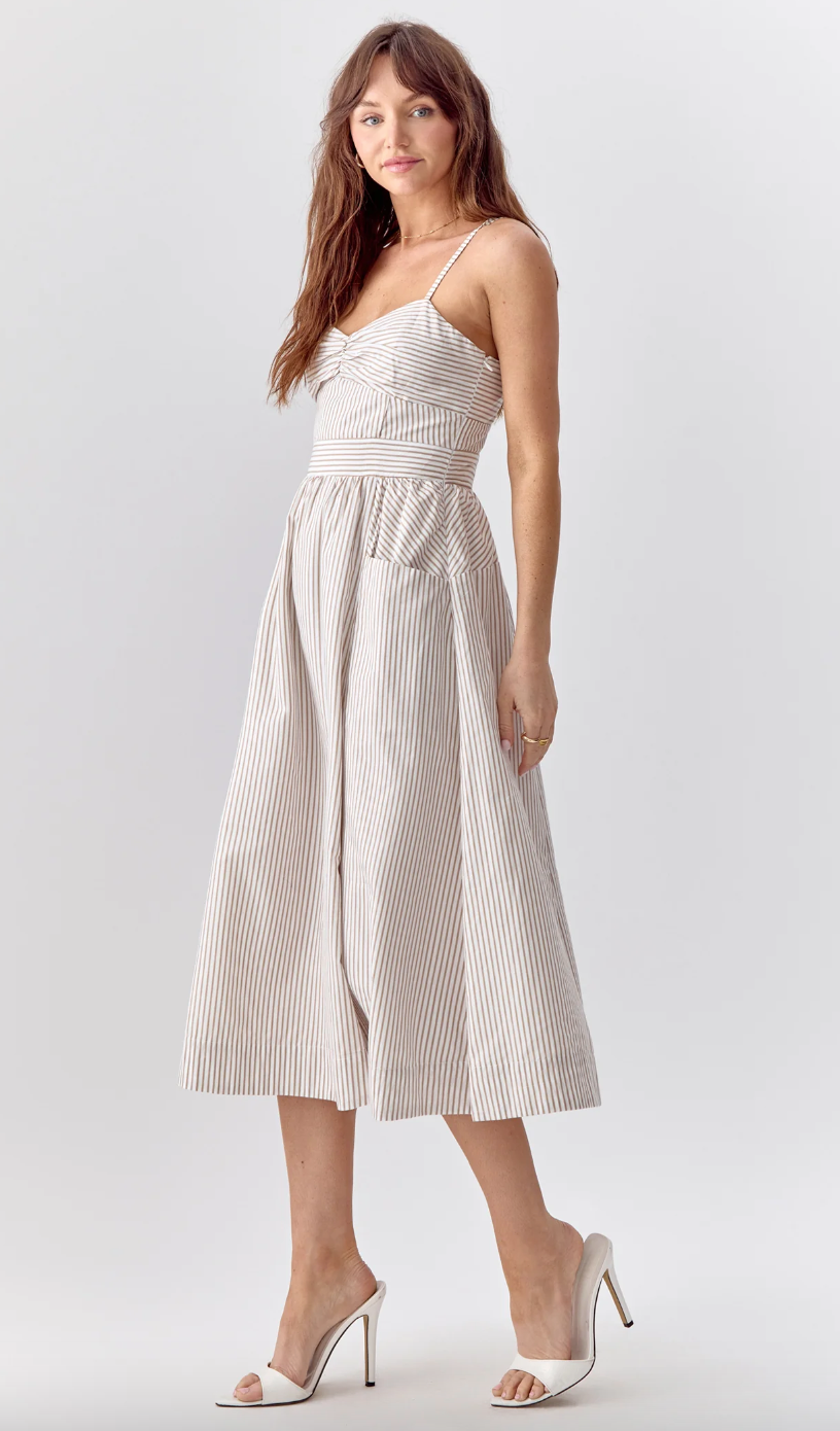 Harper Stripe Dress-Tan