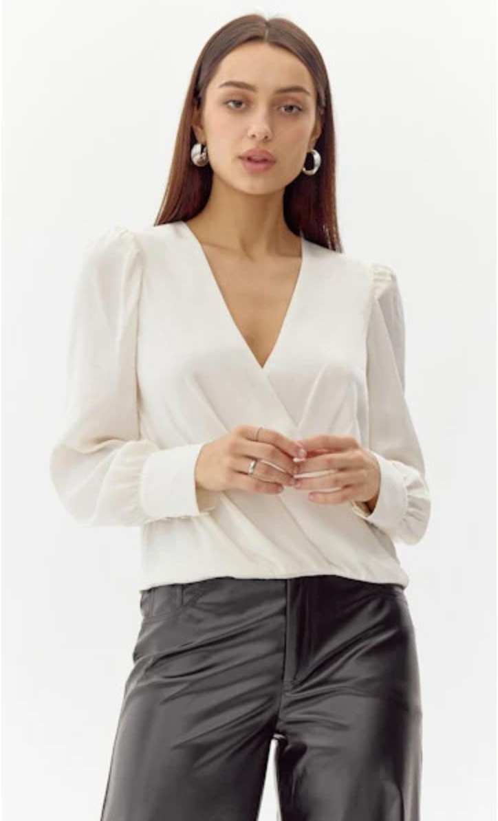 Lourdes Wrap Blouse-Ivory