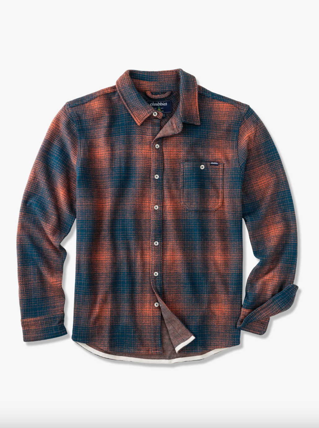 Fall Foliage Overshirt-Blue/Orange