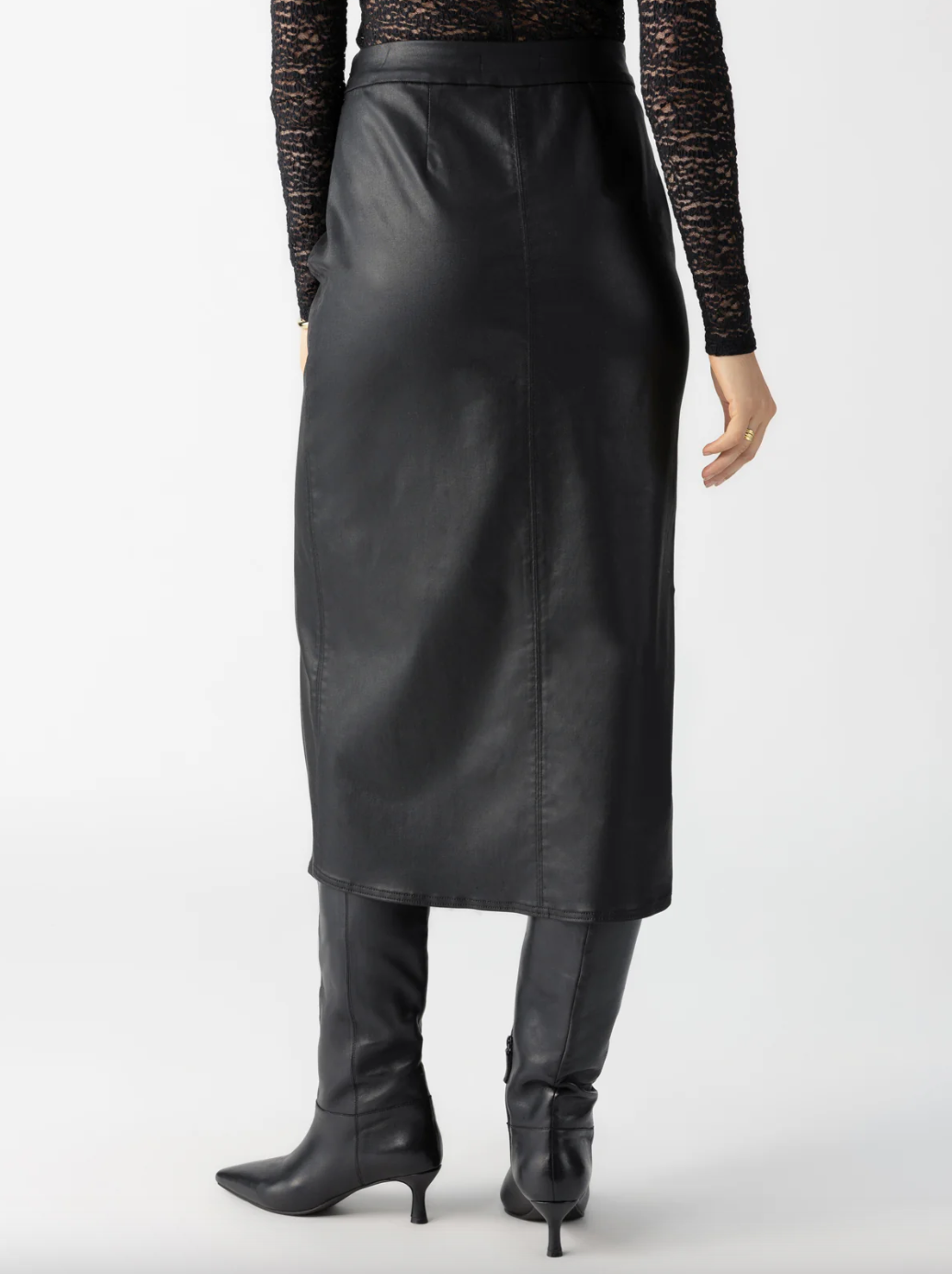 Long Coated Skirt-Black