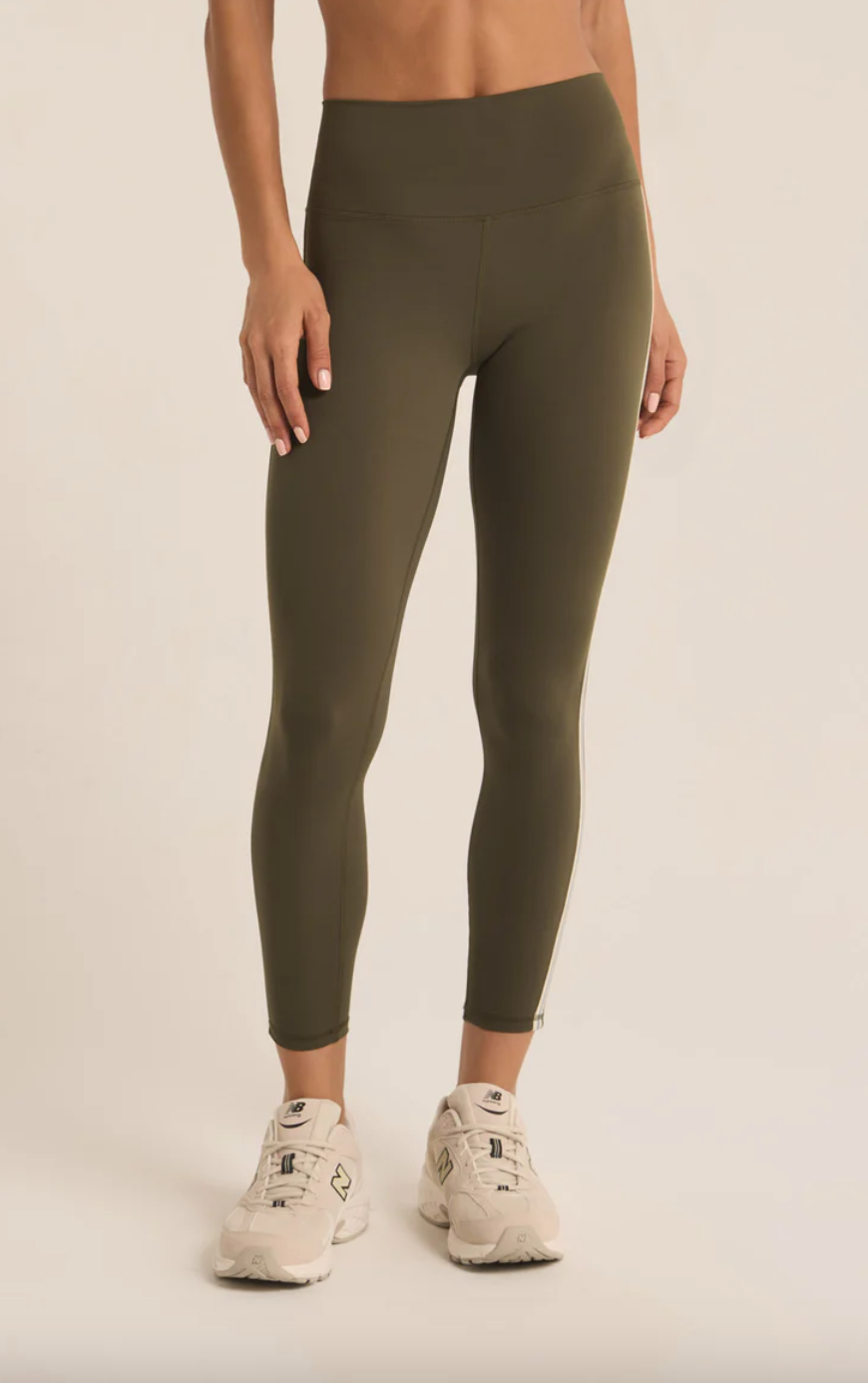 Studio Stripe Legging-Green Leaf