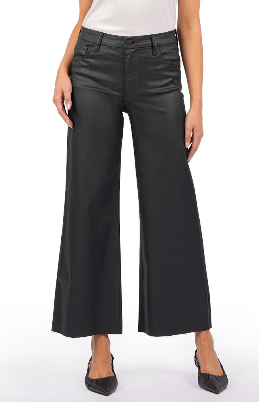 Meg Coated Wide Leg-Evergreen