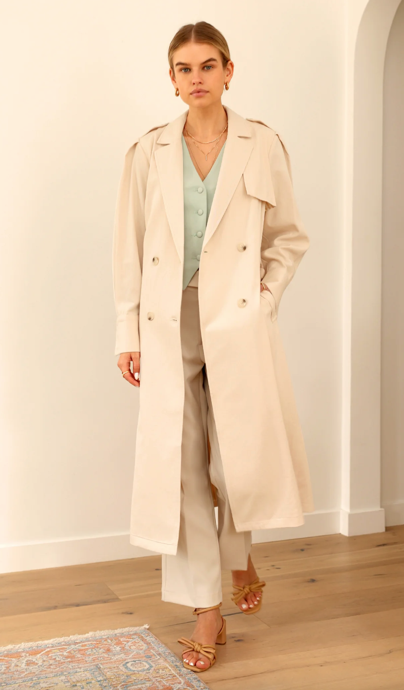 Edith Trench Coat-Chalk