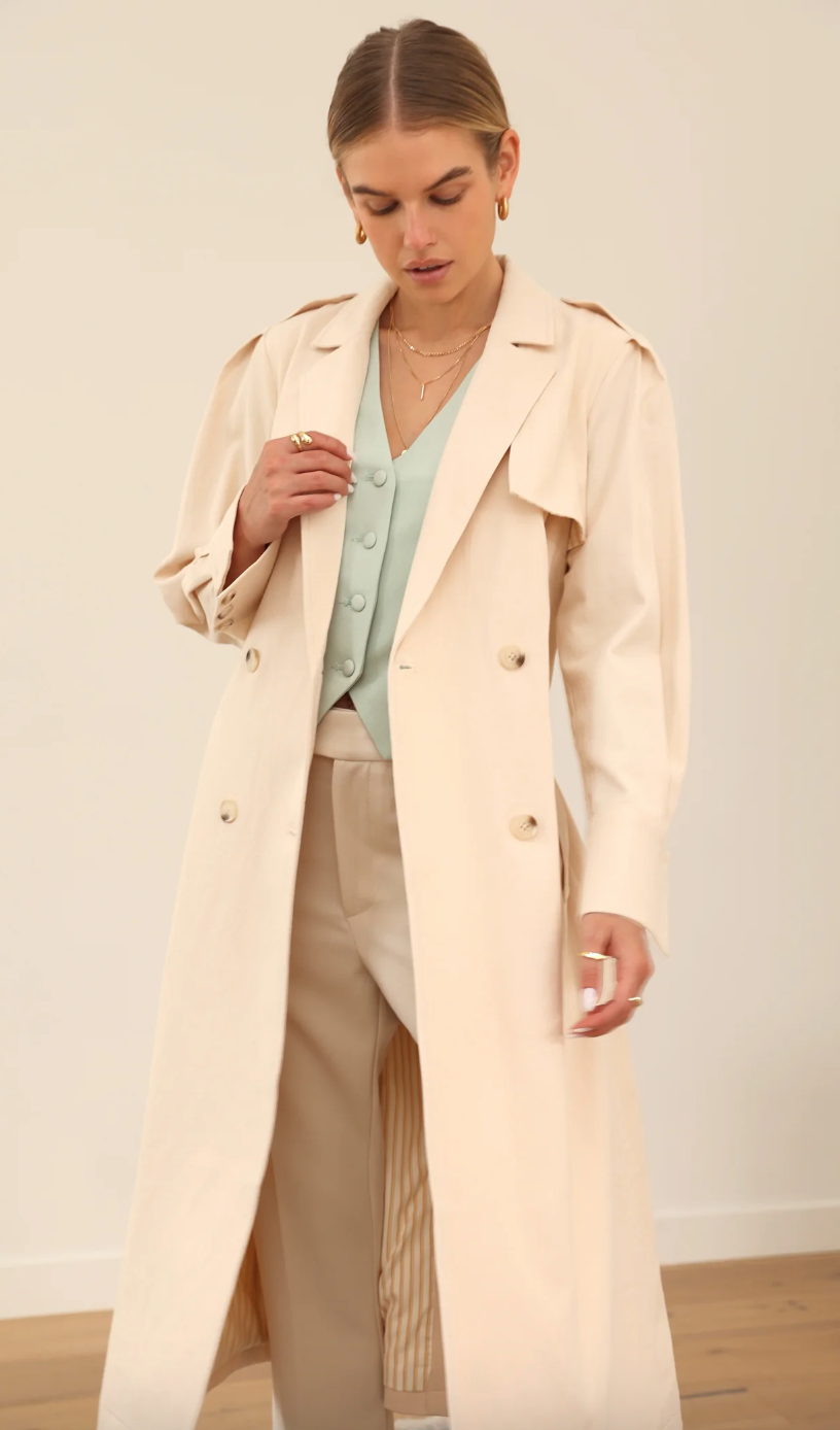 Edith Trench Coat-Chalk