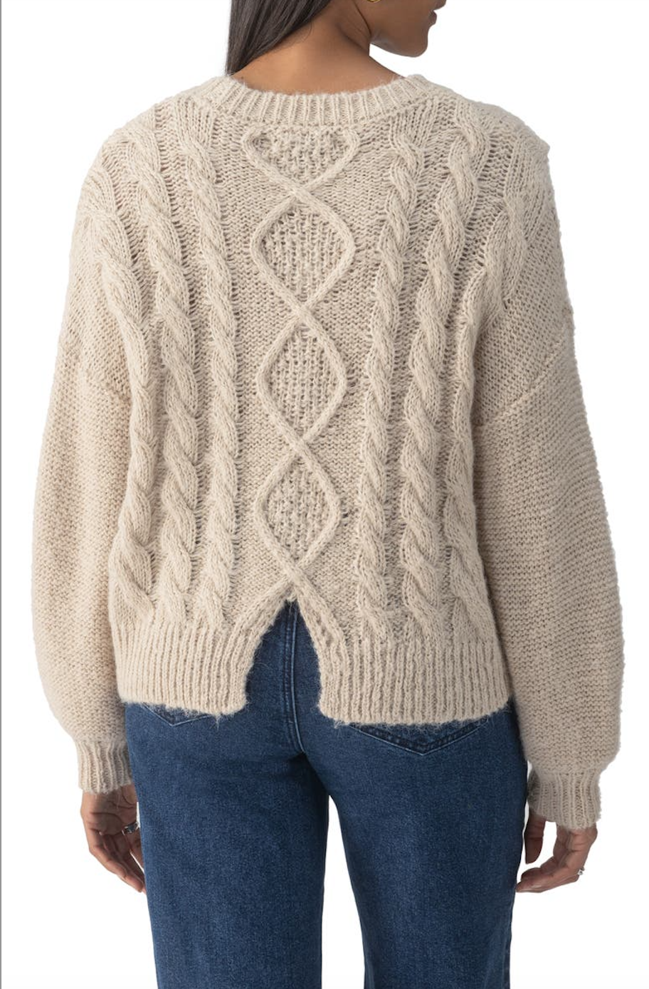 Cozy Cable Stitch Sweater-Almond