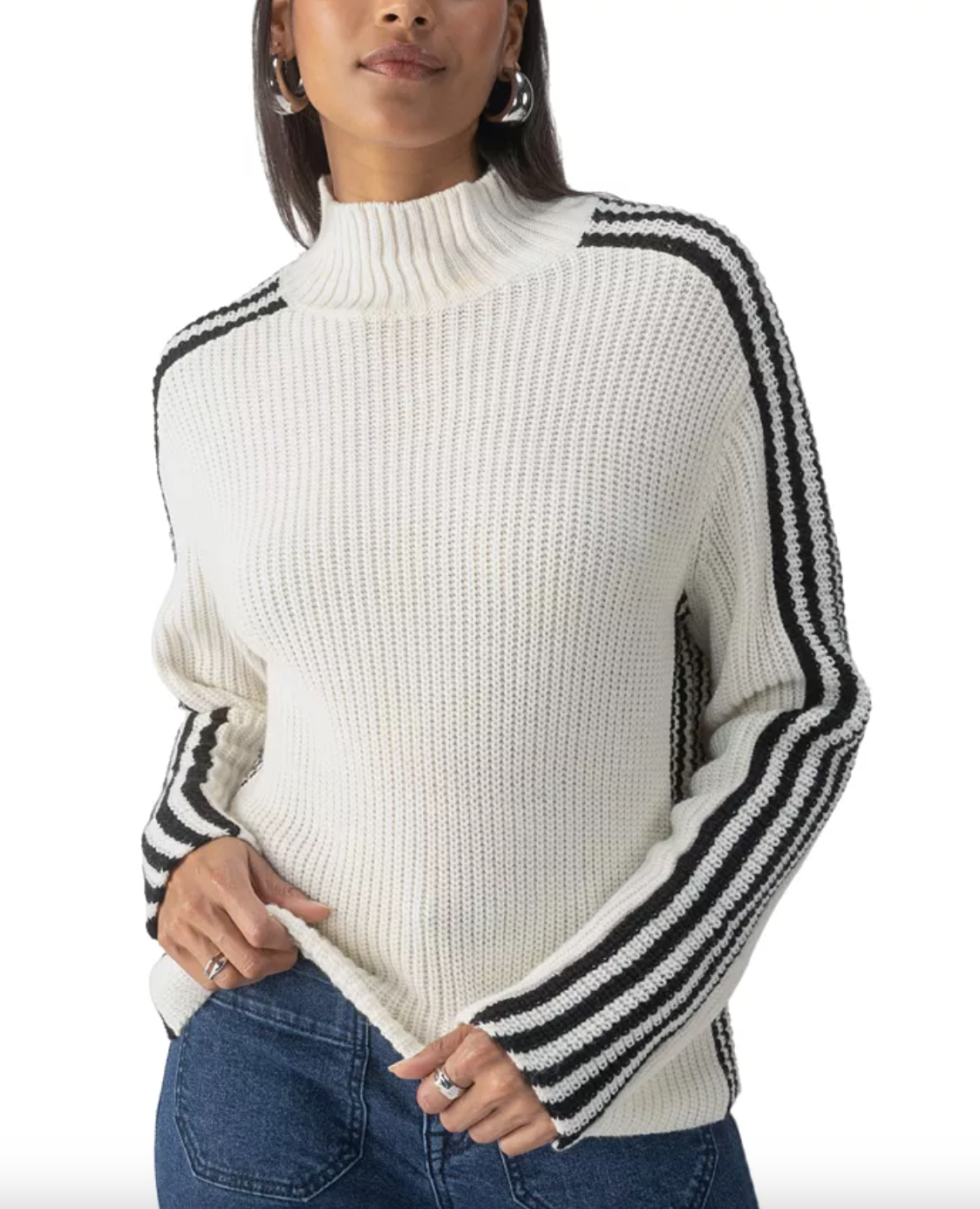 Sporty Stripe Sweater-Chalk