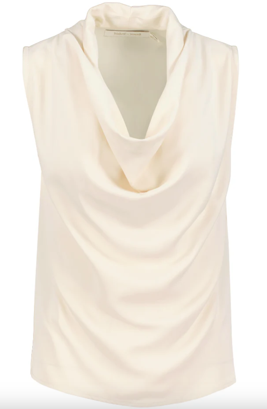 Olivia Cowl Neck Top-Pearl