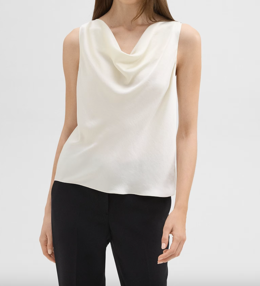 Olivia Cowl Neck Top-Pearl