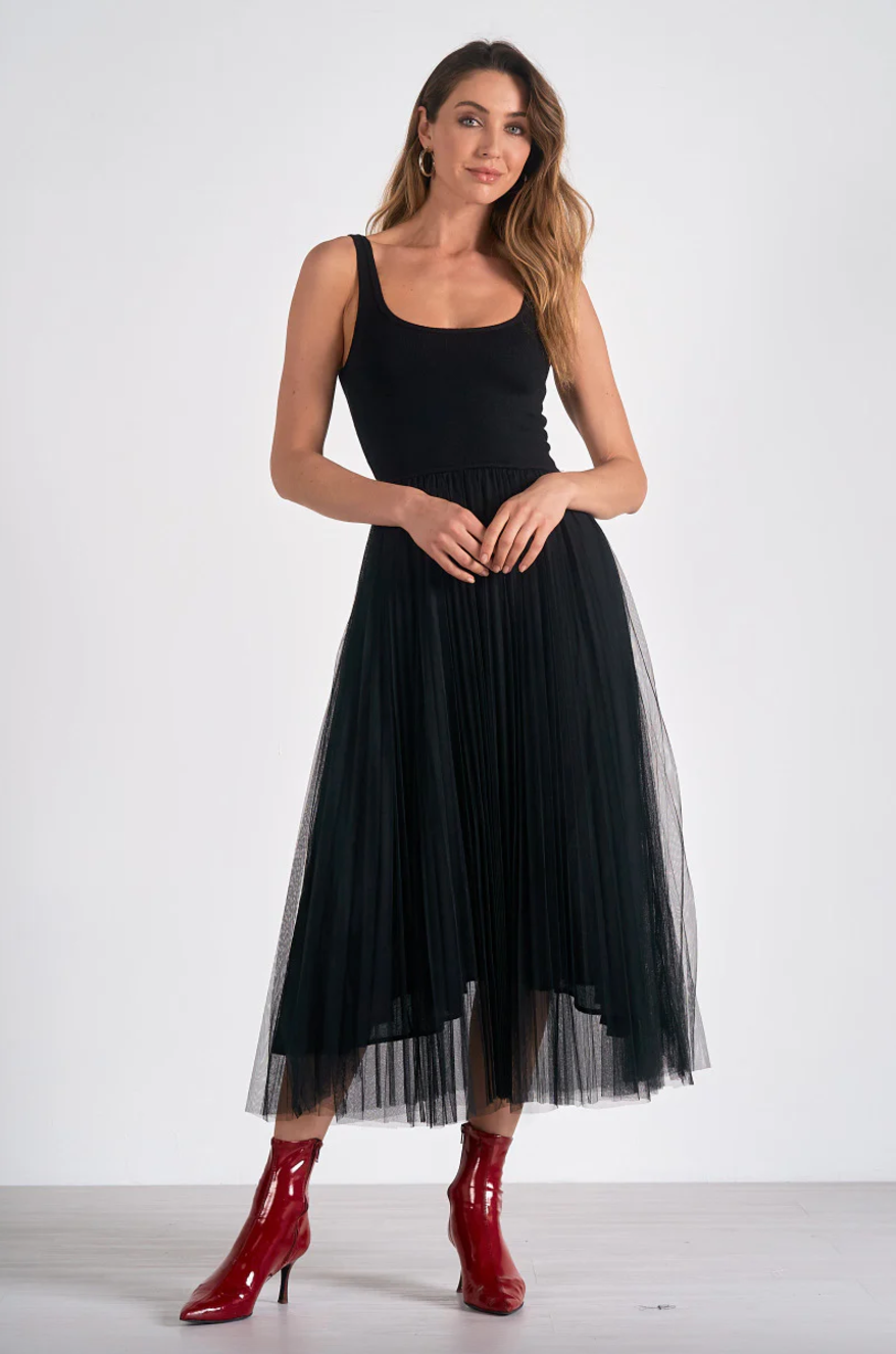 Tulle Tank Dress-Black