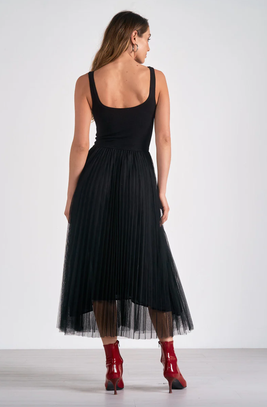 Tulle Tank Dress-Black