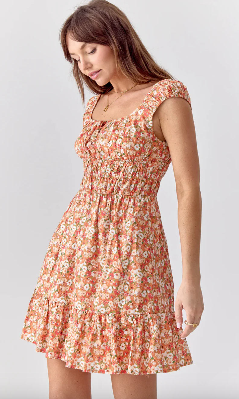 Vienna Floral Dress-Orange-Final Sale