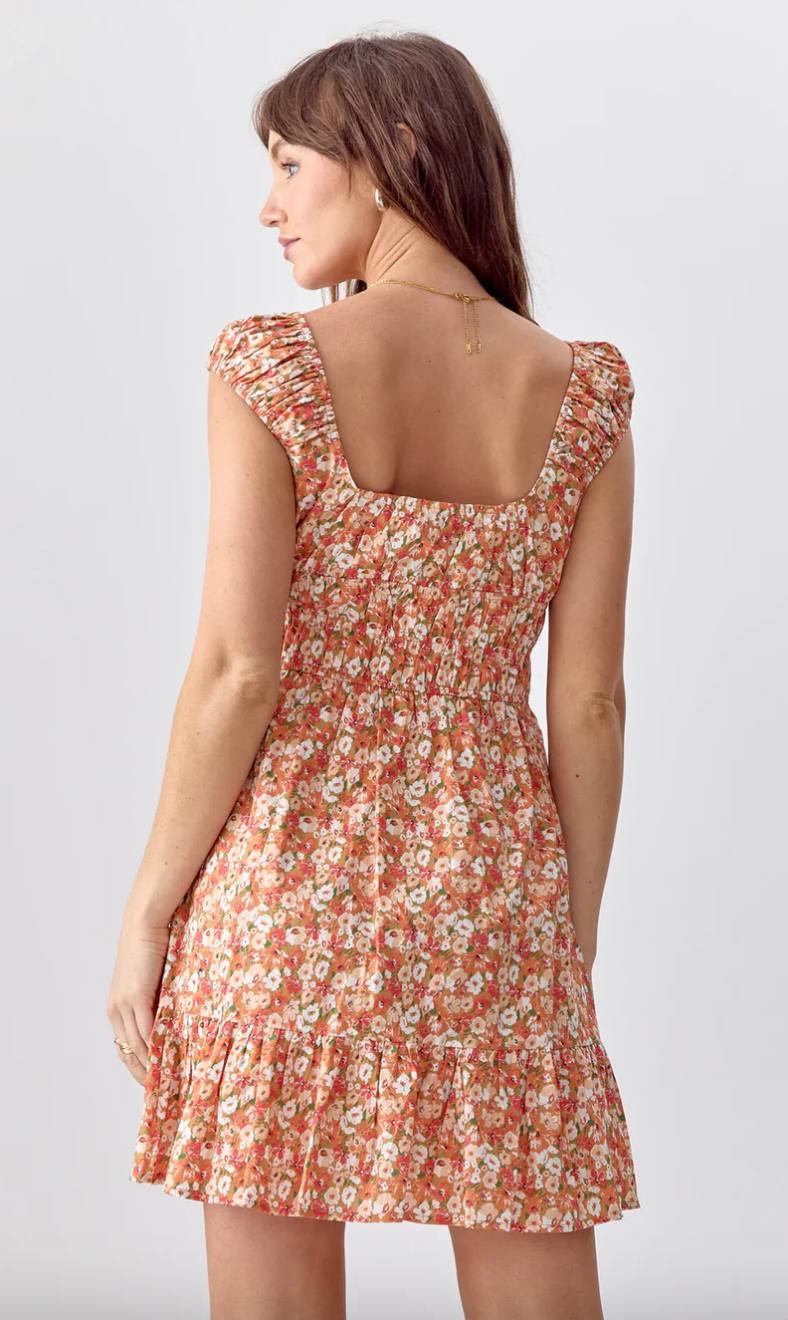 Vienna Floral Dress-Orange-Final Sale