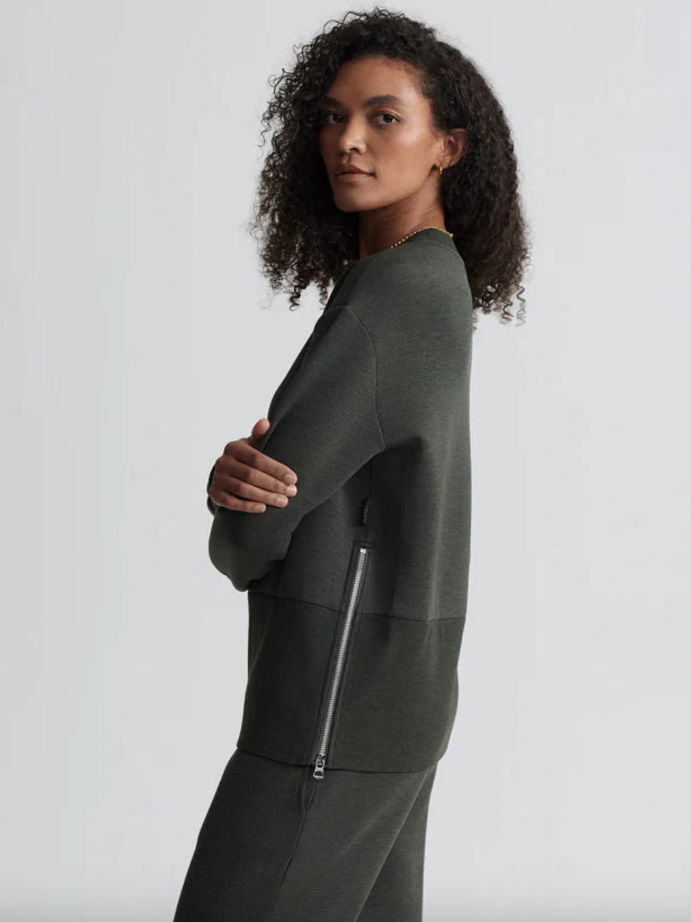 Lowry Sweat Top-Olive Marl