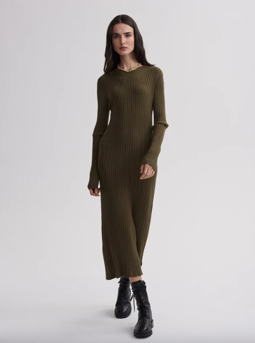 Axel Rib Dress-Olive Night