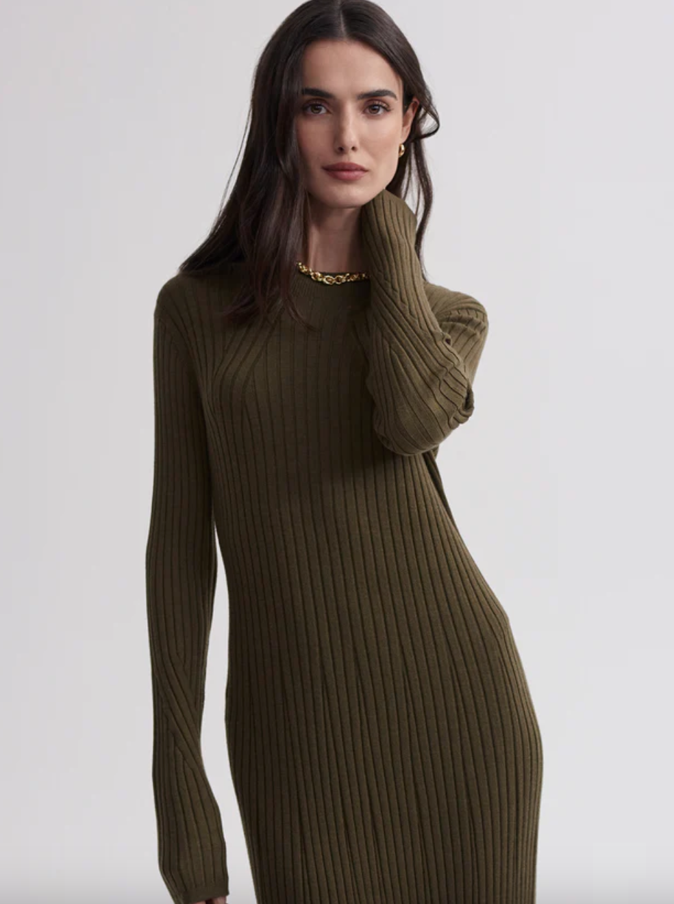 Axel Rib Dress-Olive Night