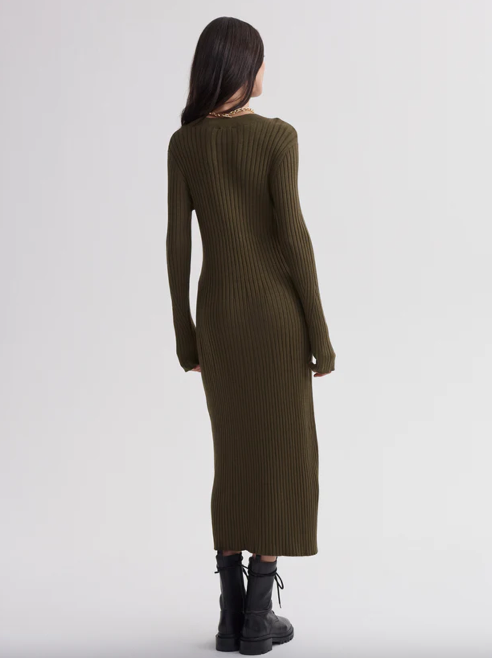 Axel Rib Dress-Olive Night