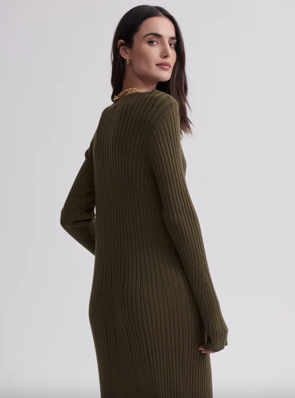 Axel Rib Dress-Olive Night