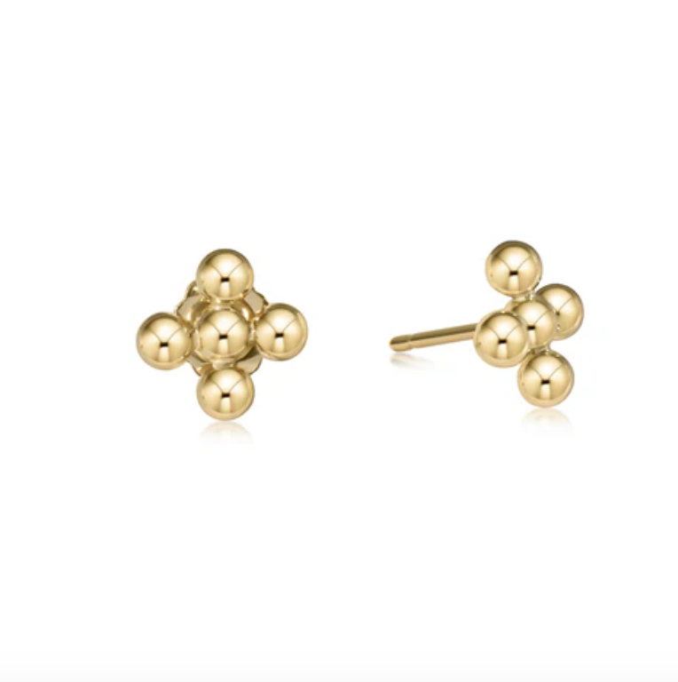 Classic Beaded Cross Stud 3mm Gold