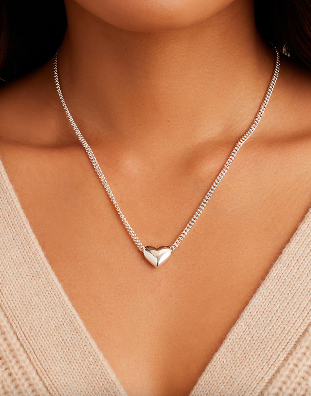 Lou Helium Heart Necklace-Silver