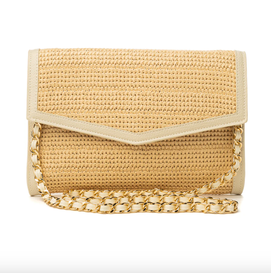 Beth Clutch-Raffia/Vanilla