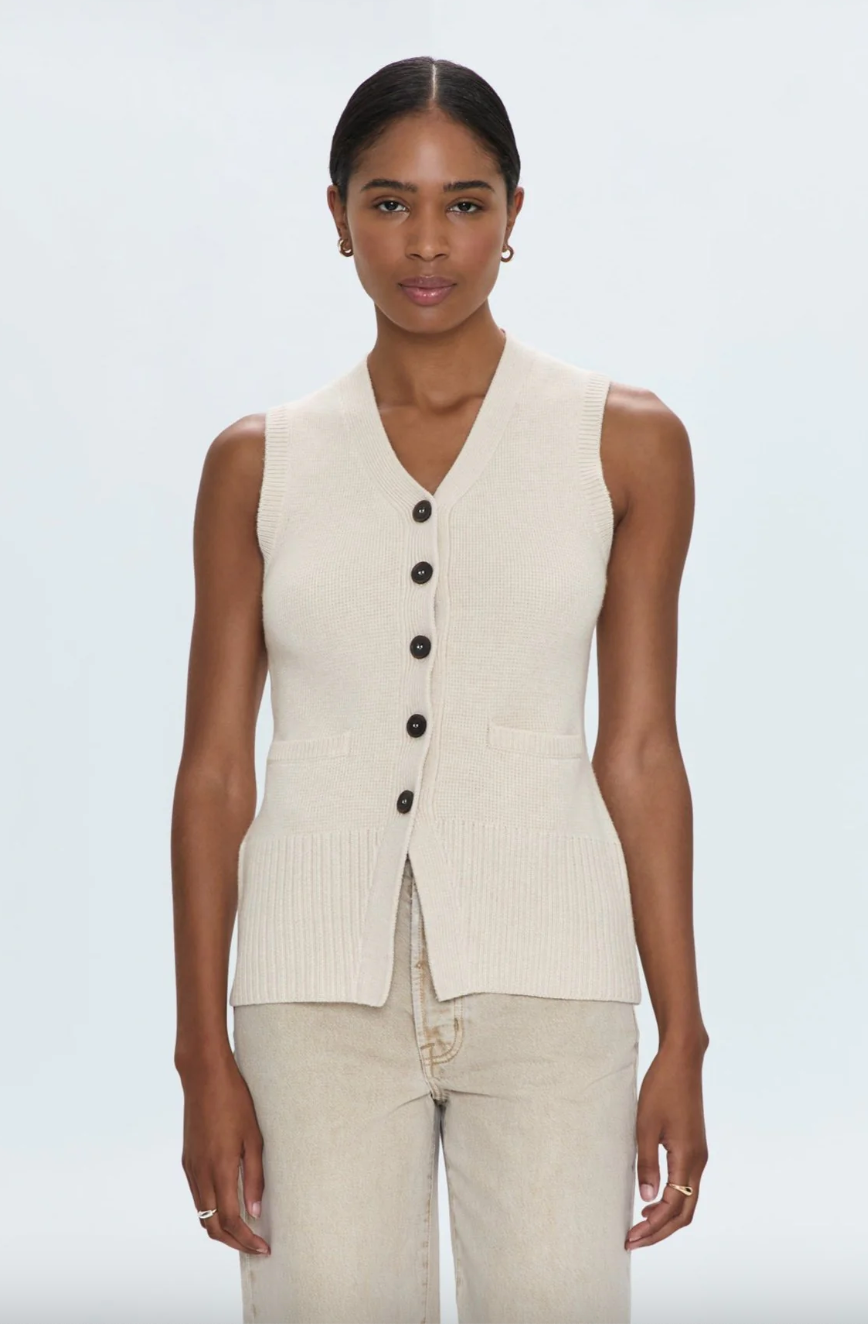 Audra Vest Cardigan-Tan